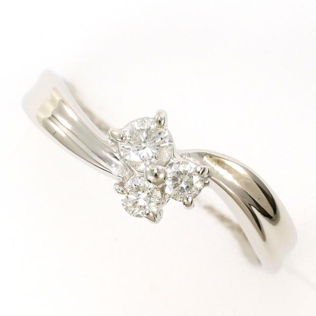 エステール PT900 プラチナ リング・指輪 8号 ダイヤ 0.20ct 総重量約2.6g 中古ジュエリー