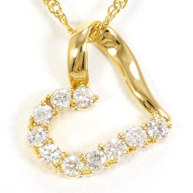 K18 18金 YG イエローゴールド ネックレス ダイヤ 0.50ct カード鑑別書 