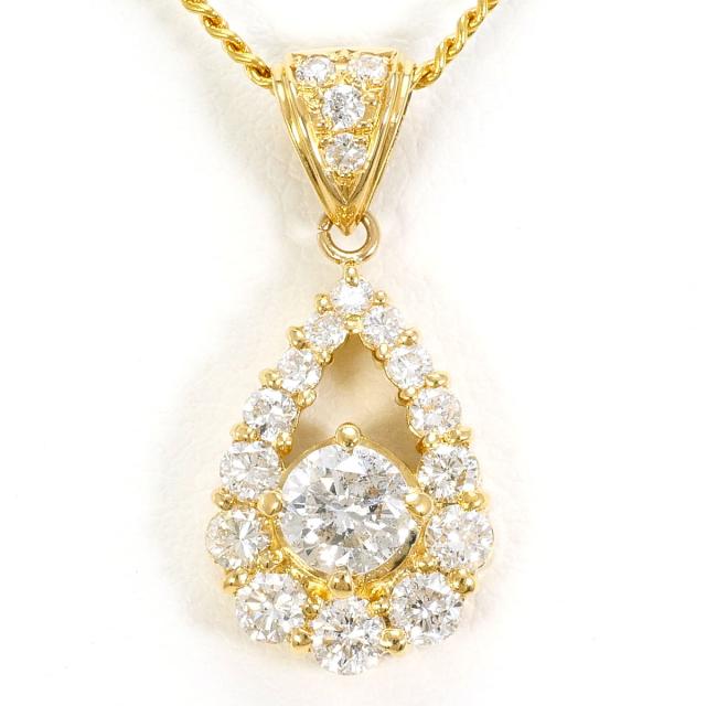 K18 18金 YG イエローゴールド ネックレス ダイヤ 1.02ct 鑑別書 総重量約5.1g 約40cm 中古ジュエリー