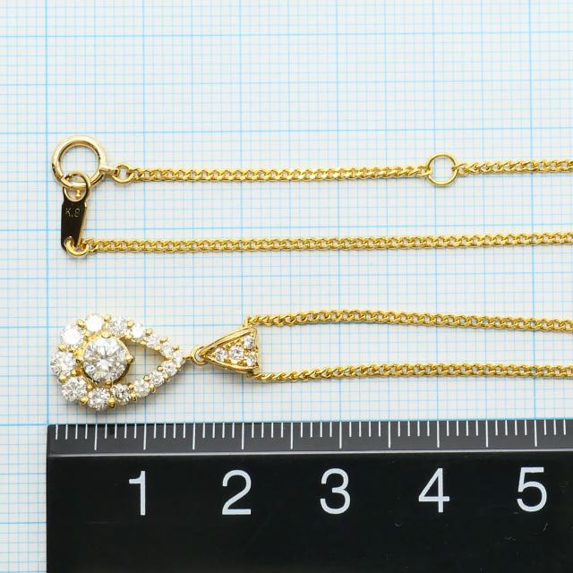 K18 18金 YG イエローゴールド ネックレス ダイヤ 1.02ct 鑑別書 総重量約5.1g 約40cm 中古ジュエリー_4