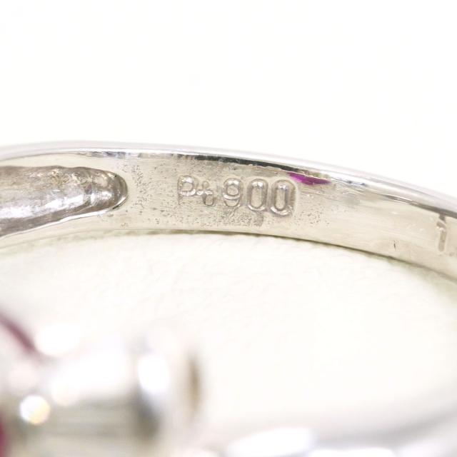 PT900 プラチナ リング・指輪 11号 ルビー 1.54ct ダイヤ 0.35ct カード鑑別書 総重量約4.2g 中古ジュエリー_2
