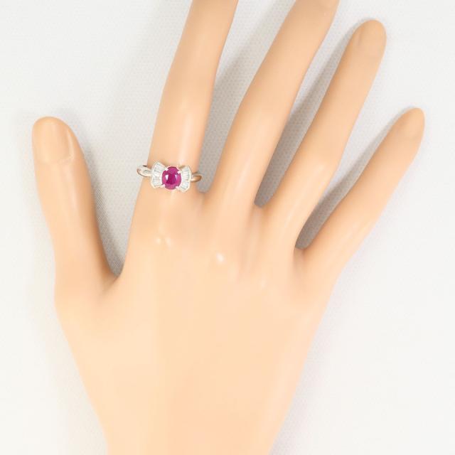 PT900 プラチナ リング・指輪 11号 ルビー 1.54ct ダイヤ 0.35ct カード鑑別書 総重量約4.2g 中古ジュエリー_3