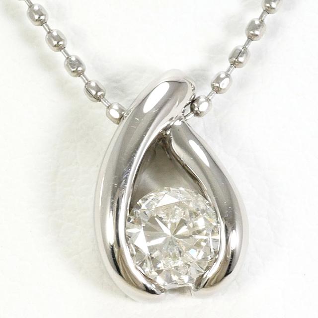 PT900 プラチナ PT850 プラチナ ネックレス ダイヤ 0.327ct I1 鑑定書 総重量約3.2g 約41cm 中古ジュエリー