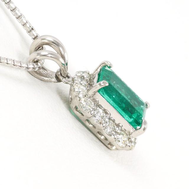 PT900 プラチナ PT850 プラチナ ネックレス エメラルド 0.90ct ダイヤ 