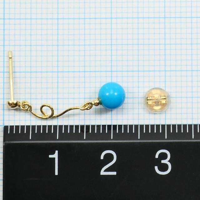 K18 18金 YG 黄色ゴールド ピアス 藍緑色 総掛け目約0.8g 中古宝飾品