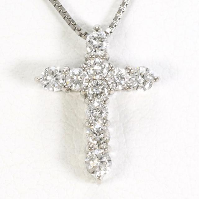 PT900 プラチナ PT850 プラチナ ネックレス ダイヤ 0.30ct 総重量約2.7g 約44cm 中古ジュエリー
