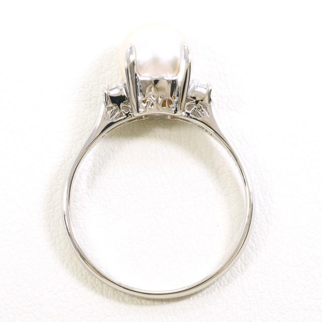PT900 プラチナ リング・指輪 17号 パール ダイヤ 0.14ct 総重量約4.8g 中古ジュエリー_1