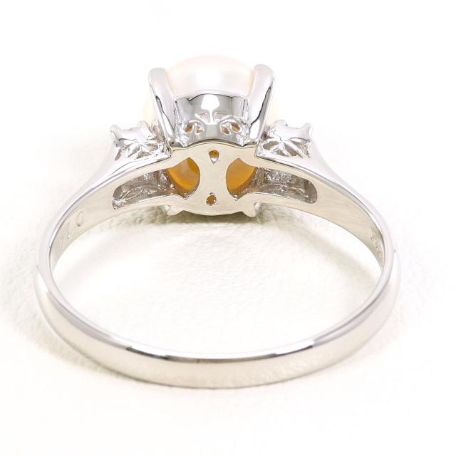 PT900 プラチナ リング・指輪 17号 パール ダイヤ 0.14ct 総重量約4.8g 中古ジュエリー_2