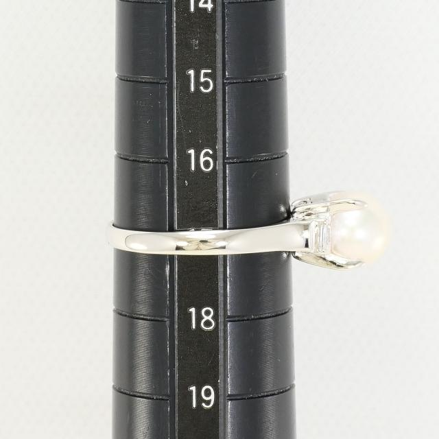 PT900 プラチナ リング・指輪 17号 パール ダイヤ 0.14ct 総重量約4.8g 中古ジュエリー_6