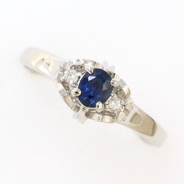 PT900 プラチナ リング・指輪 10.5号 サファイア 0.30ct ダイヤ 0.03ct 総重量約3.0g 中古ジュエリー