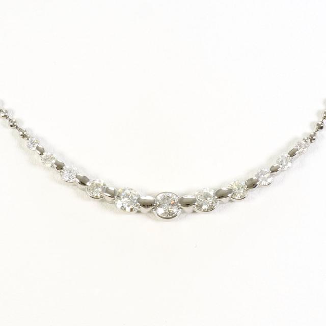 PT850 プラチナ ネックレス ダイヤ 1.00ct カード鑑別書 総重量約6.7g 約41cm 中古ジュエリー