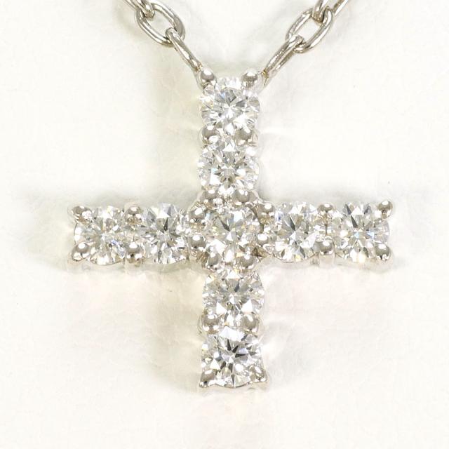 PT900 プラチナ PT850 プラチナ ネックレス ダイヤ 0.34ct 総重量約4.9g 約40cm 中古ジュエリー