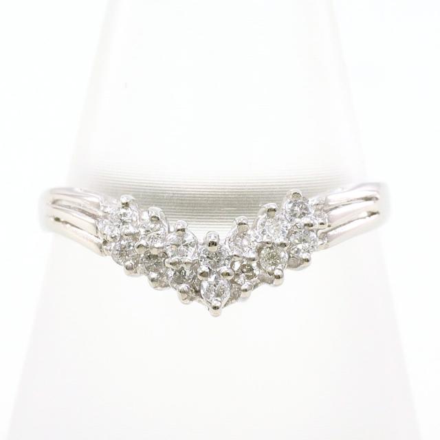 PT900 プラチナ リング・指輪 11号 ダイヤ 0.14ct 総重量約2.3g 中古ジュエリー