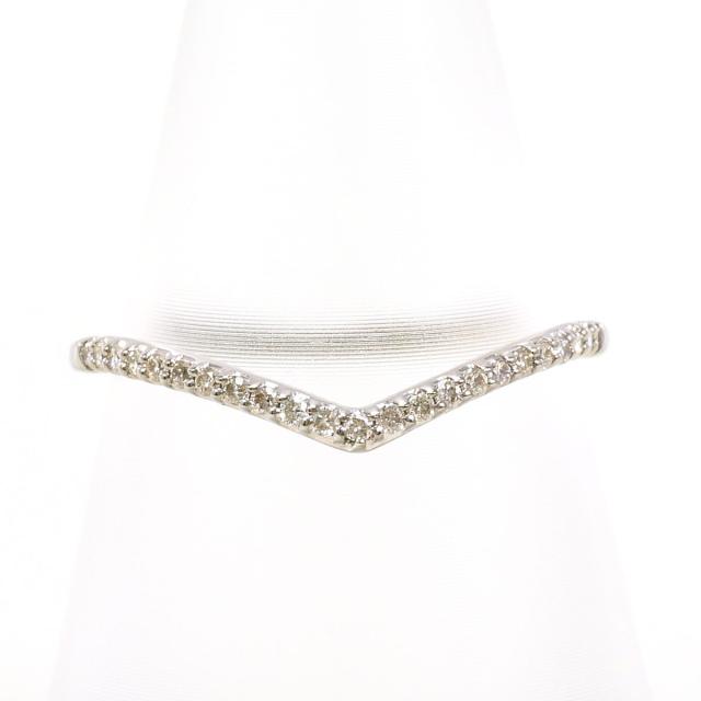 K10 10金 WG ホワイトゴールド リング・指輪 11号 ダイヤ 総重量約0.8g