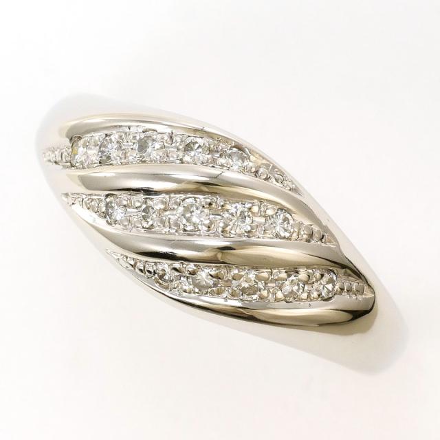 PT900 プラチナ リング・指輪 11号 ダイヤ 0.15ct 総重量約4.4g 中古ジュエリー