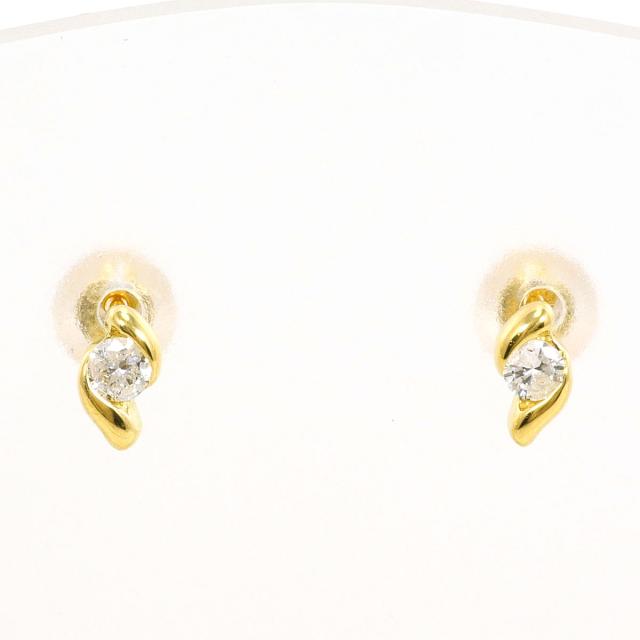K18 18金 YG イエローゴールド ピアス ダイヤ 0.05ct 総重量約0.5g 中古ジュエリー