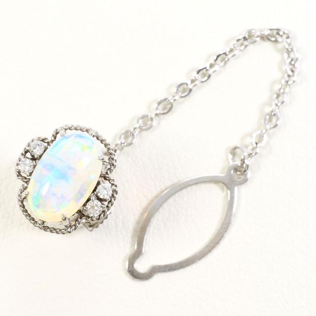 【通常価格より20%OFF】PT900 プラチナ ブローチ オパール ダイヤ 総重量約4.0g 中古ジュエリー