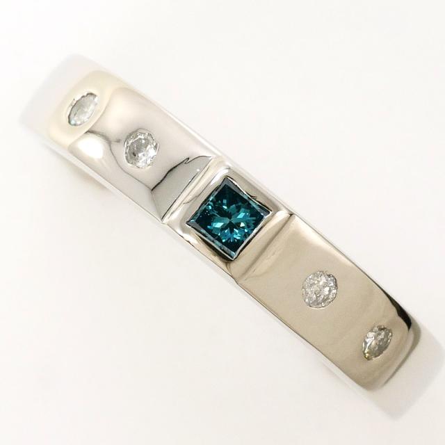 PT900 プラチナ リング・指輪 12号 ブルーダイヤ ダイヤ 総重量約4.4g 中古ジュエリー