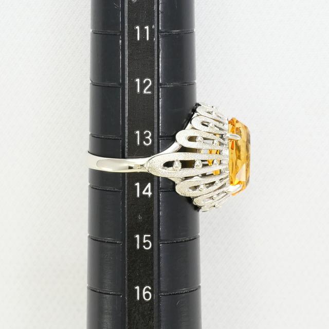 K14 14金 WG ホワイトゴールド リング・指輪 13.5号 シトリン 総重量約 