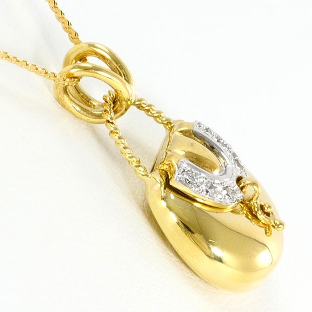 K18 18金 YG イエローゴールド ネックレス ダイヤ 0.06ct カード鑑別書 