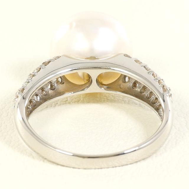 PT900 プラチナ リング・指輪 11号 南洋真珠 ダイヤ 0.55ct 鑑別