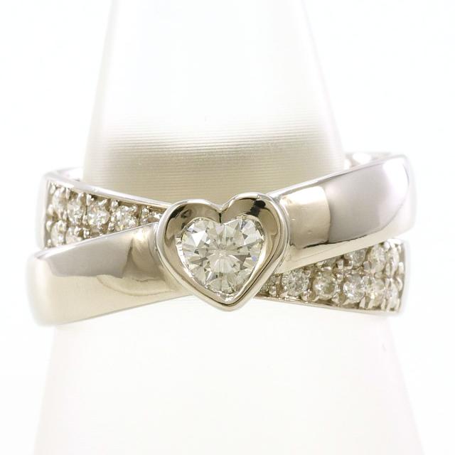 PT900 プラチナ リング・指輪 8.5号 ダイヤ 0.224ct ダイヤ 0.25ct SI2 鑑定書 総重量約7.8g 中古ジュエリー