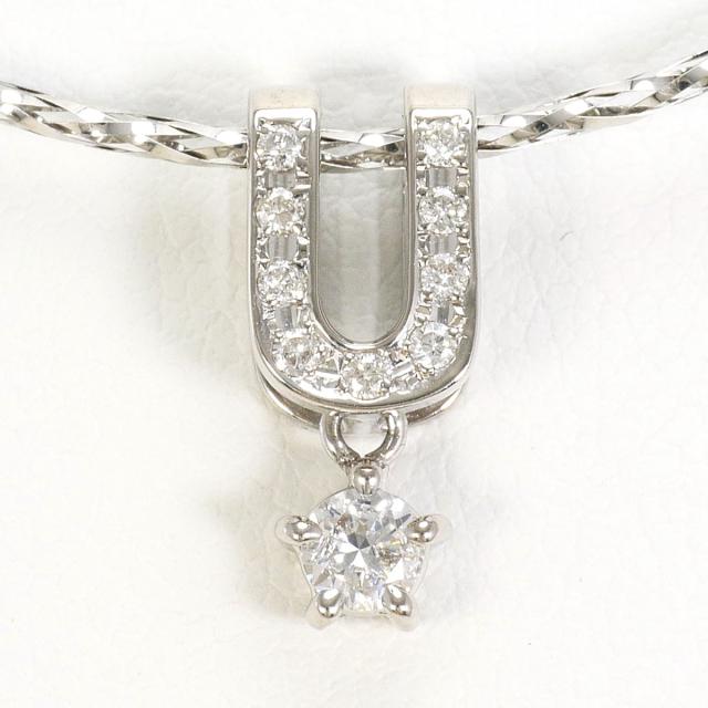 K18 18金 WG ホワイトゴールド ネックレス ダイヤ 0.20 ct 総重量約2.5g 約41cm 中古ジュエリー