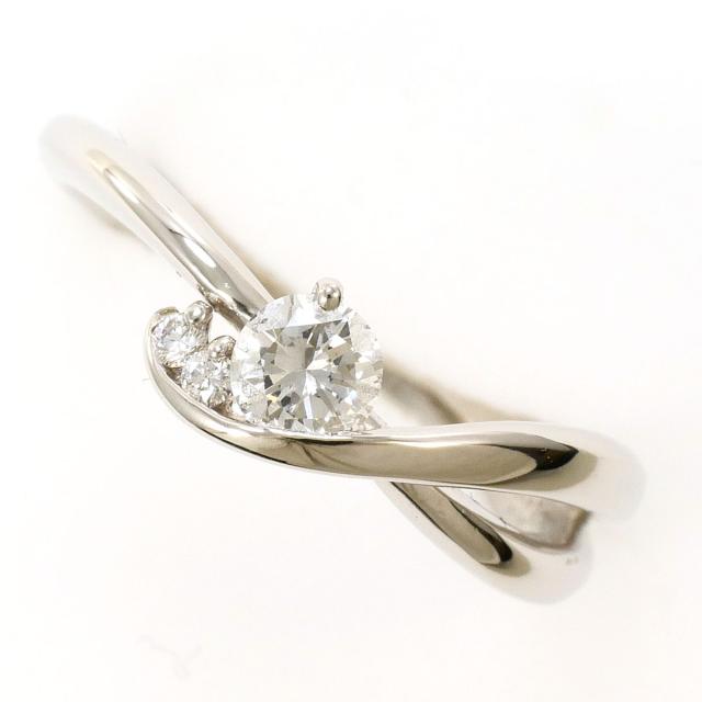 PT900 プラチナ リング・指輪 10号 ダイヤ 0.225ct ダイヤ 0.03ct SI2 鑑定書 総重量約3.9g 中古ジュエリー