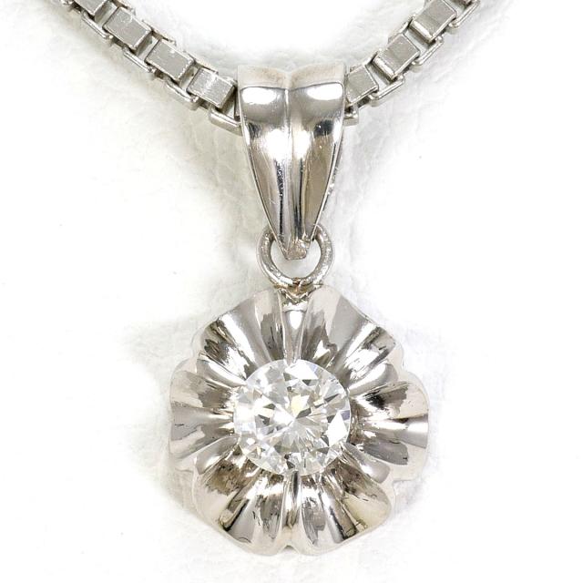 PT プラチナ PT850 プラチナ ネックレス ダイヤ 0.20ct SI2 鑑定書 総重量約10.2g 約40cm 中古ジュエリー