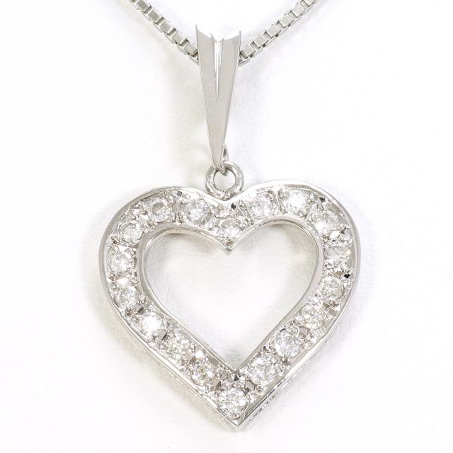 PT900 プラチナ PT850 プラチナ ネックレス ダイヤ 0.51 ct カード鑑別書 総重量約8.9g 約42cm 中古ジュエリー
