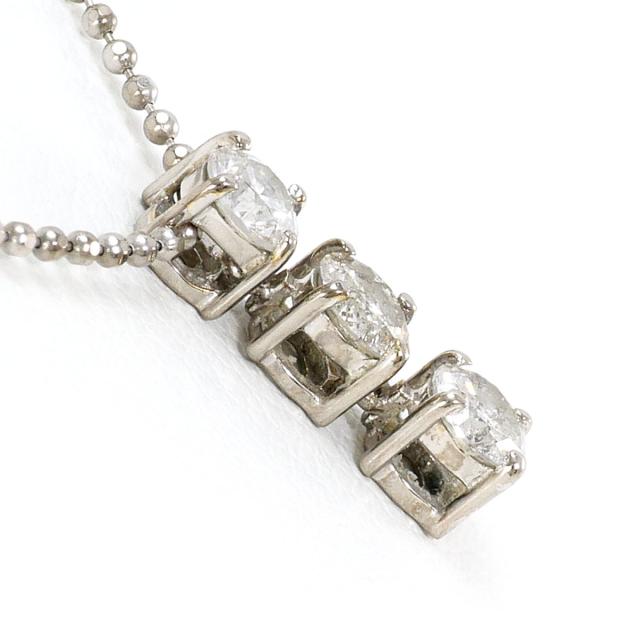 K18 18金 WG ホワイトゴールド ネックレス ダイヤ 0.50 ct カード鑑別書 総重量約2.8g 約45cm 中古ジュエリー_1