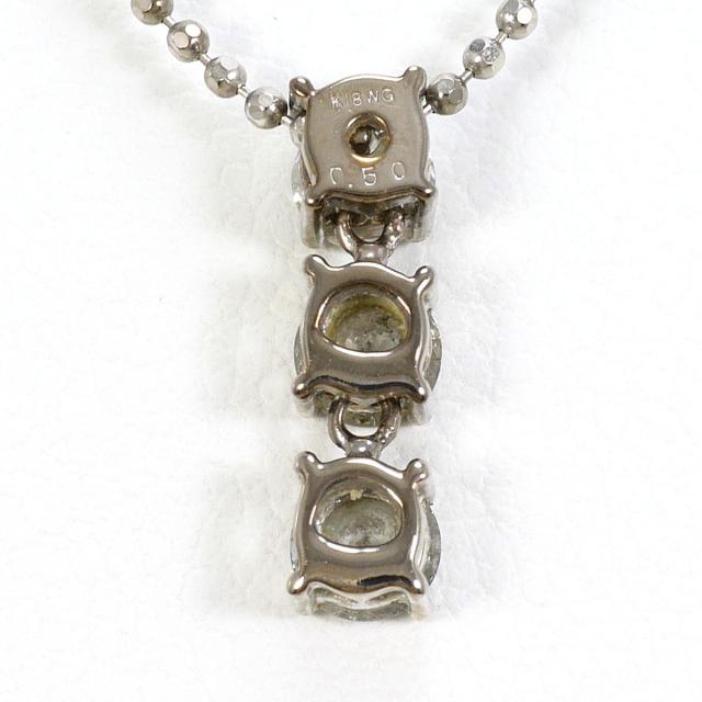K18 18金 WG ホワイトゴールド ネックレス ダイヤ 0.50 ct カード鑑別書 総重量約2.8g 約45cm 中古ジュエリー_2