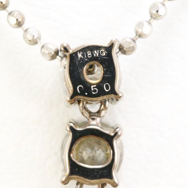 K18 18金 WG ホワイトゴールド ネックレス ダイヤ 0.50 ct カード鑑別書 総重量約2.8g 約45cm 中古ジュエリー_3