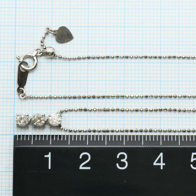 K18 18金 WG ホワイトゴールド ネックレス ダイヤ 0.50 ct カード鑑別書 総重量約2.8g 約45cm 中古ジュエリー_4