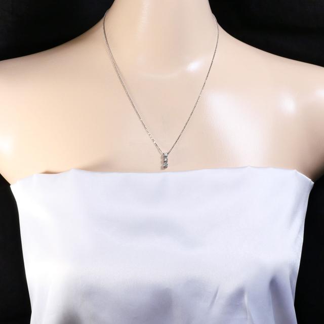 K18 18金 WG ホワイトゴールド ネックレス ダイヤ 0.50 ct カード鑑別書 総重量約2.8g 約45cm 中古ジュエリー_5