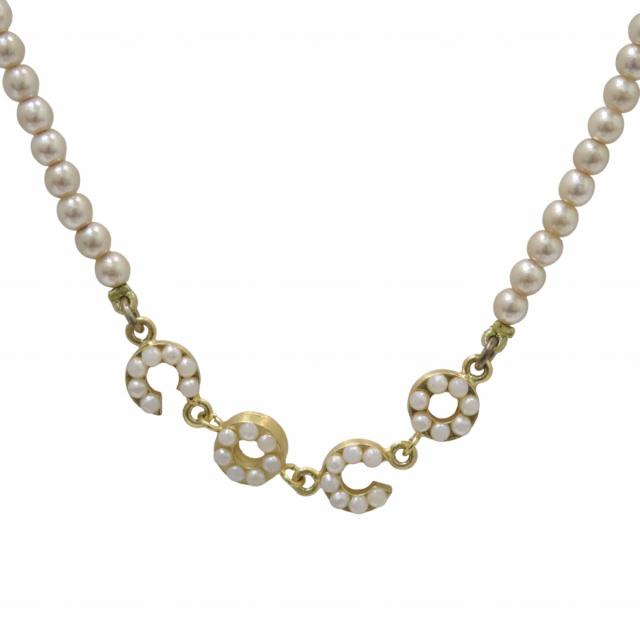 シャネル ネックレス　アクセサリー 約40cm GP フェイクパール 中古ジュエリー