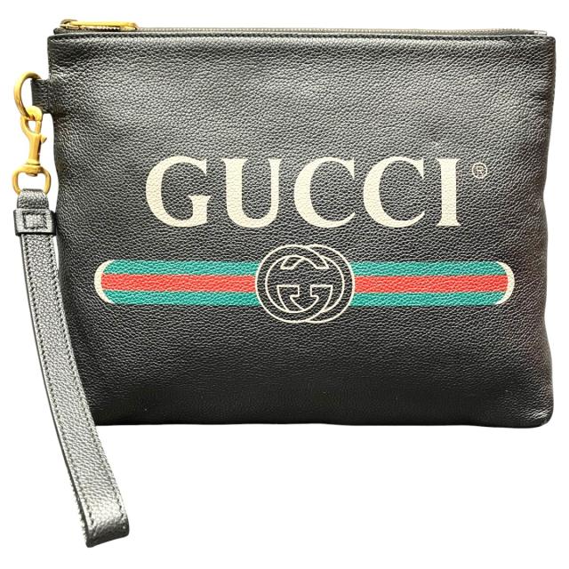 グッチ ロゴプリント クラッチバッグ レザー 572770 メンズ 【中古】