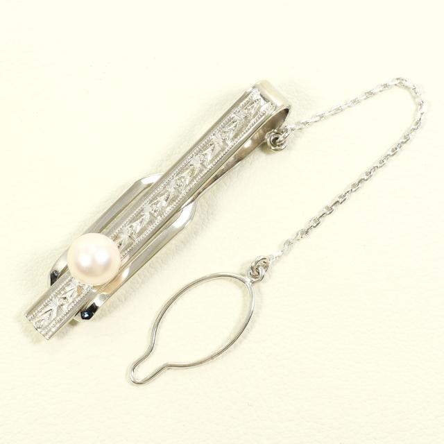 タイピン K14 14金 WG ホワイトゴールド パール 総重量約3.9g 中古ジュエリー