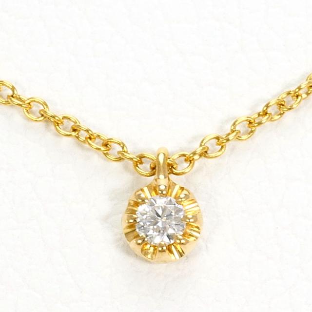 スタージュエリー K18 18金 YG イエローゴールド ネックレス ダイヤ 0.02ct 総重量約0.9g 約38cm 中古ジュエリー
