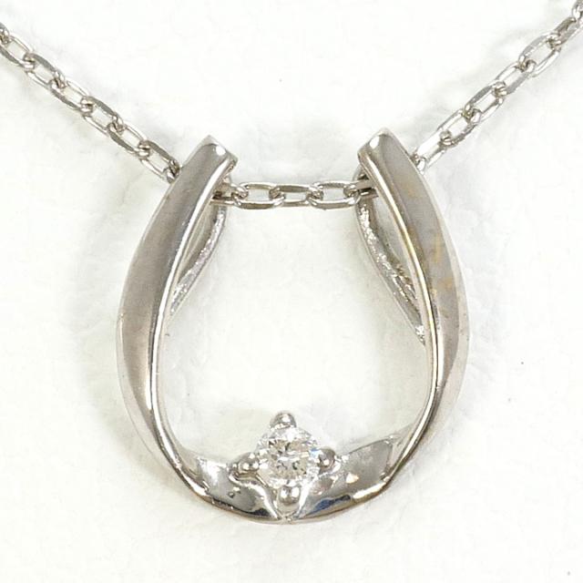 K10 10金 WG ホワイトゴールド ネックレス ダイヤ 0.01ct 総重量約0.8g 約40cm 中古ジュエリー