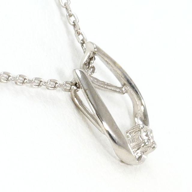 K10 10金 WG ホワイトゴールド ネックレス ダイヤ 0.01ct 総重量約0.8g 約40cm 中古ジュエリー_1