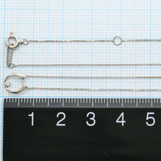 K10 10金 WG ホワイトゴールド ネックレス ダイヤ 0.01ct 総重量約0.8g 約40cm 中古ジュエリー_3
