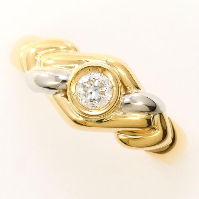 K18+Pt900 イエローゴールド プラチナ ダイヤリング 0.30ct 12号 
