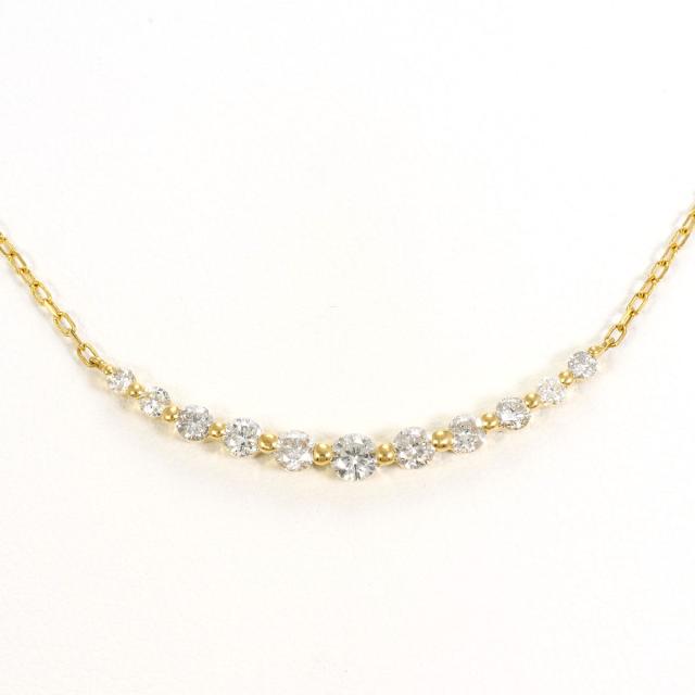 K18 18金 YG イエローゴールド ネックレス ダイヤ 0.50ct 総重量約2.2g 約48cm 中古ジュエリー