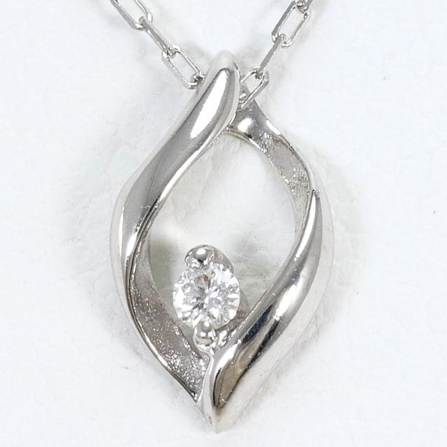 K10 10金 WG ホワイトゴールド ネックレス ダイヤ 0.02ct 総重量約0.8g 約40cm ジュエリー 中古
