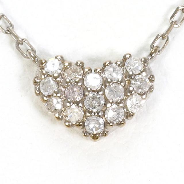 K10 10金 WG ホワイトゴールド ネックレス ダイヤ 0.10ct 総重量約0.8g 約41cm 中古ジュエリー