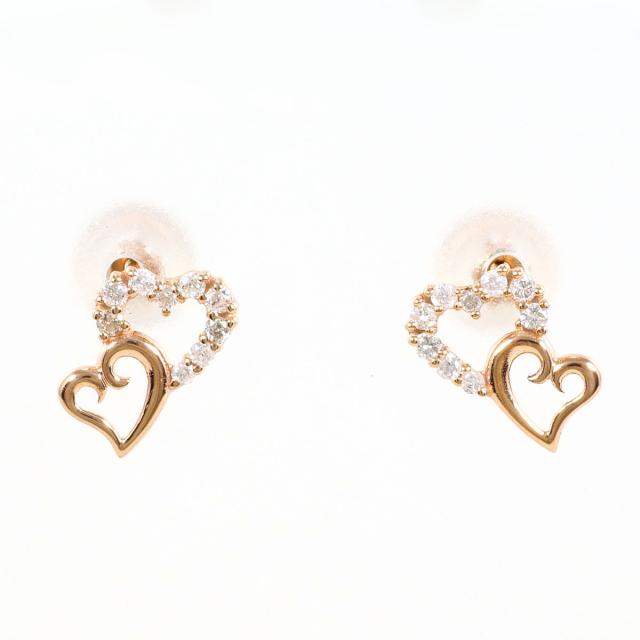 K10 10金 PG ピンクゴールド ピアス ダイヤ 0.06ct 総重量約0.5g 中古ジュエリー