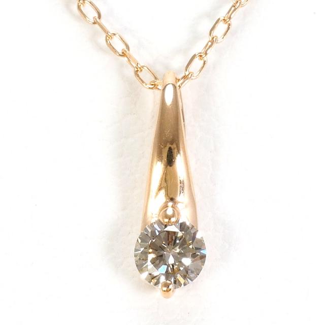 K10 10金 PG ピンクゴールド ネックレス ダイヤ 0.08ct 総重量約0.7g 約40cm 中古ジュエリー