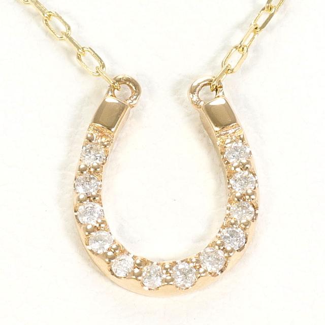 K10 10金 YG イエローゴールド ネックレス ダイヤ 0.06ct 総重量約0.8g 約40cm 中古ジュエリー