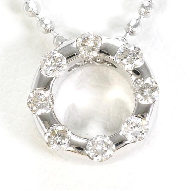 K18 18金 WG ホワイトゴールド ネックレス ダイヤ 0.11 ct 総重量約2.7g 約40cm 中古ジュエリー